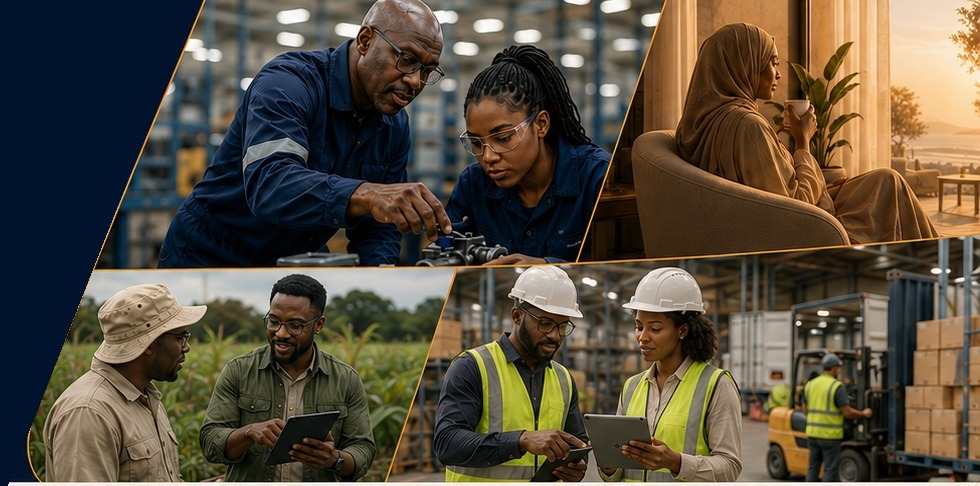DD Inc. teams at work — industrial maintenance, agriculture, logistics and premium workplace experiences