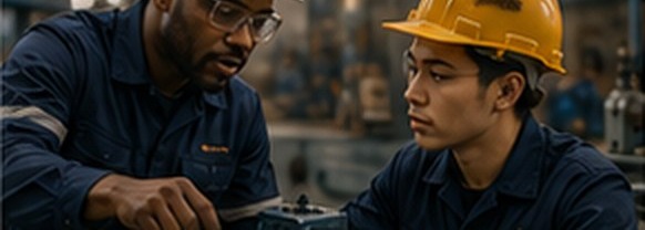 Engineers inspecting equipment